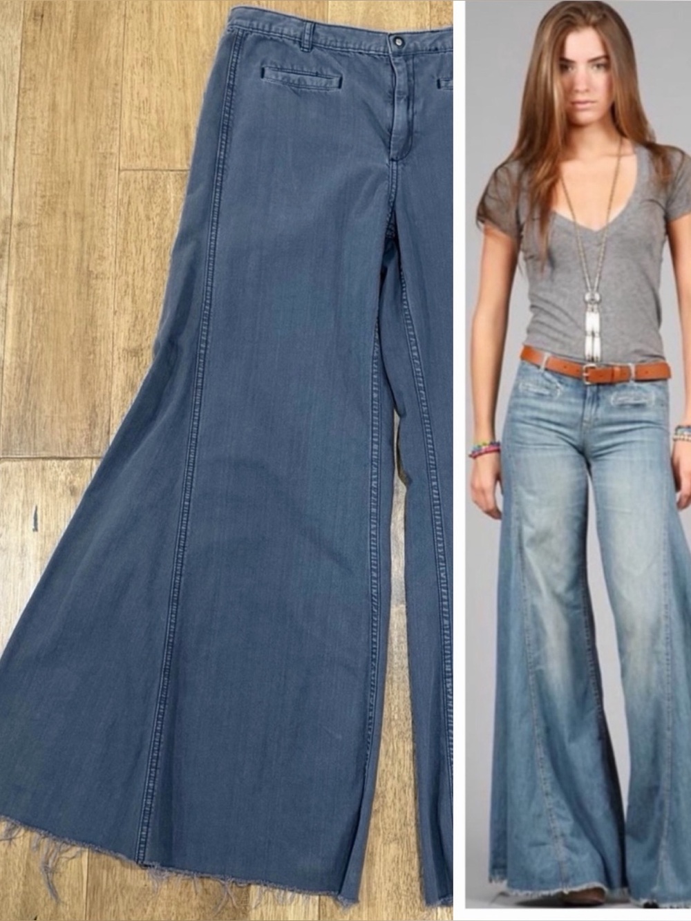 Free People Rare Find Vintage Extreme Wide Leg Flare Jeans